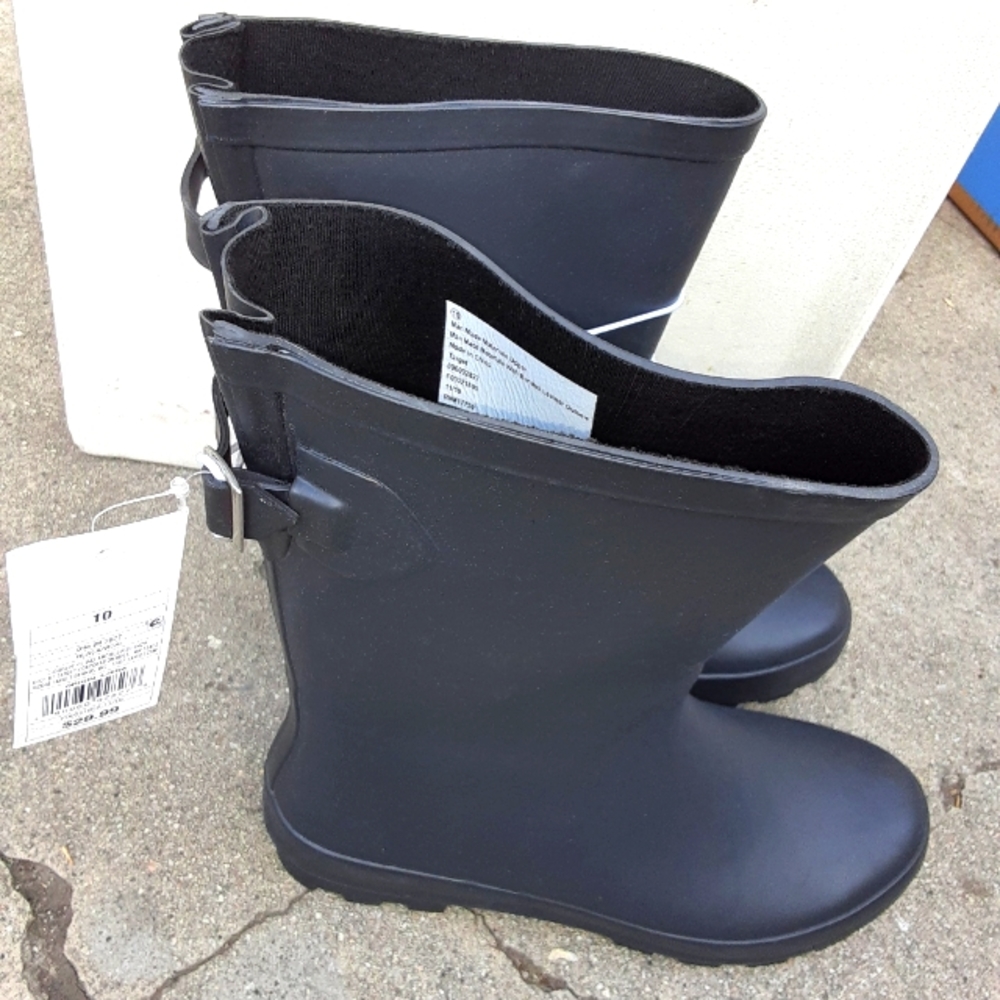 Black Raining boots size 10.